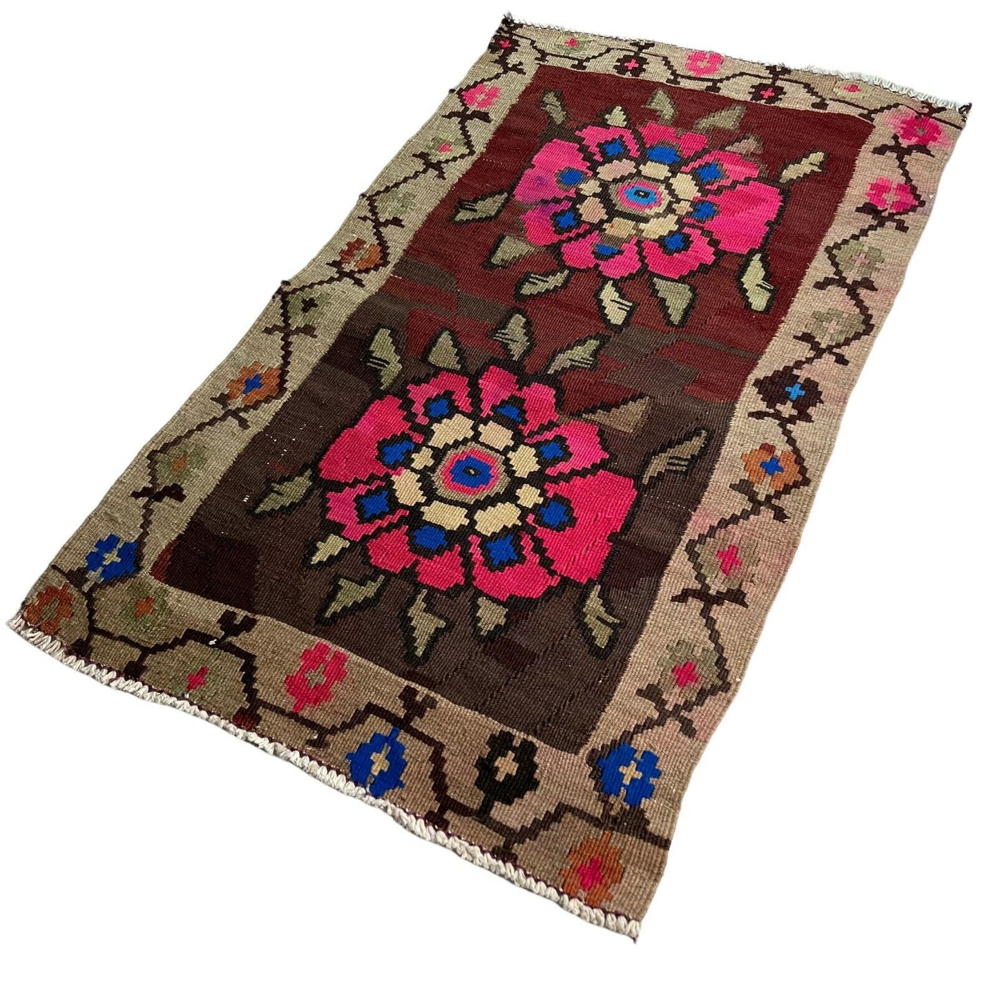 Traditionelle türkische Kelim Teppich, Vintage Turkish Kilim Rug 96X56 cm