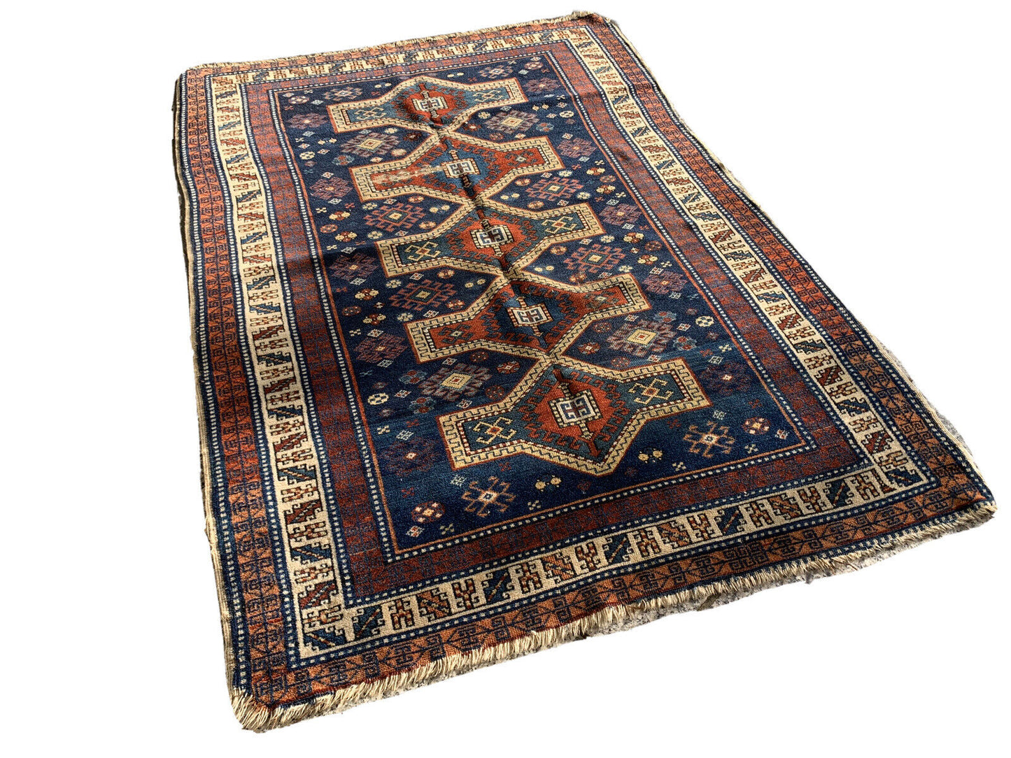 Antique Caucasian Rug,140x100 cm Kasak Antique Caucasian Rug , Caucasian Teppich