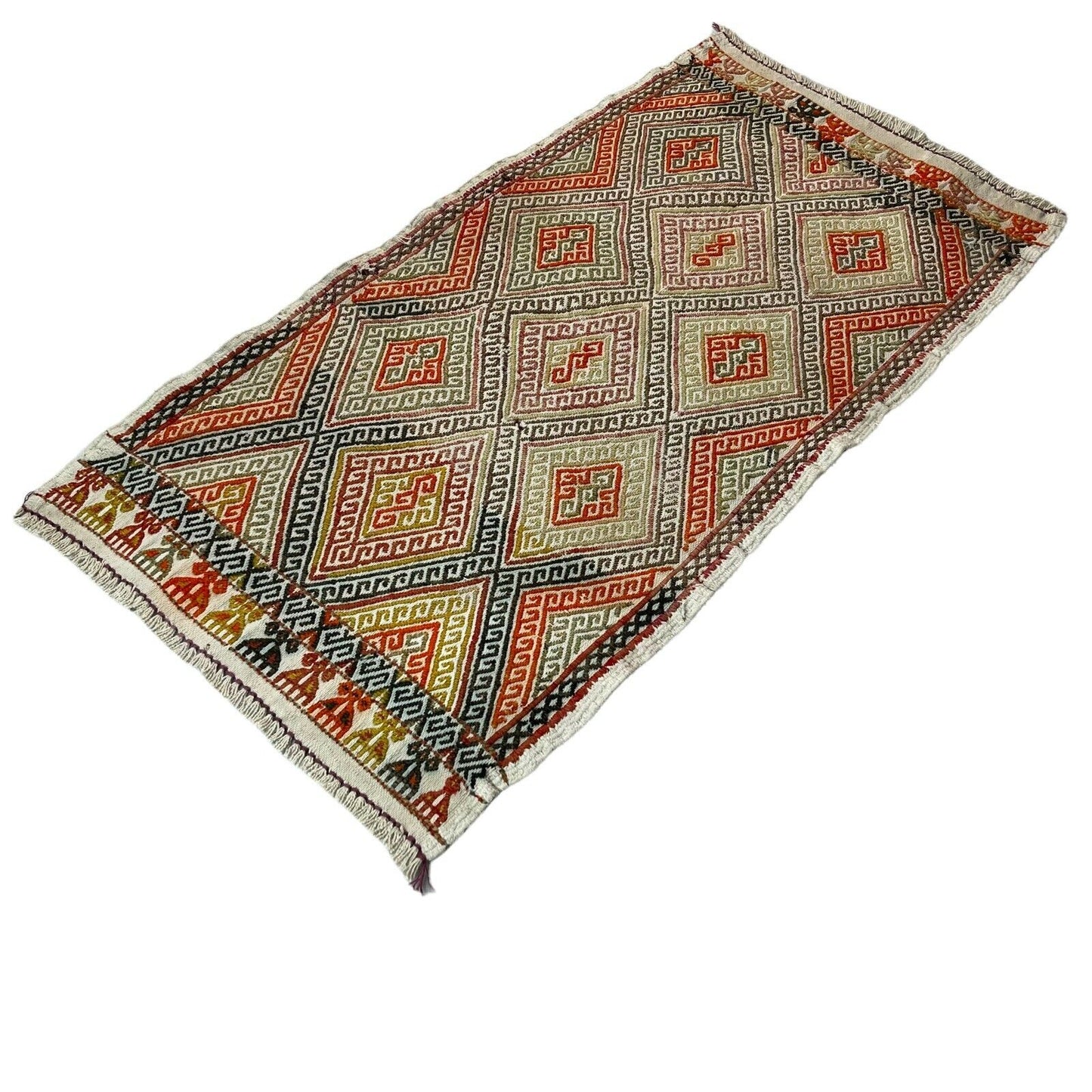 Traditionelle türkische Kelim Teppich, Vintage Turkish Kilim Rug 85 X 46 Cm