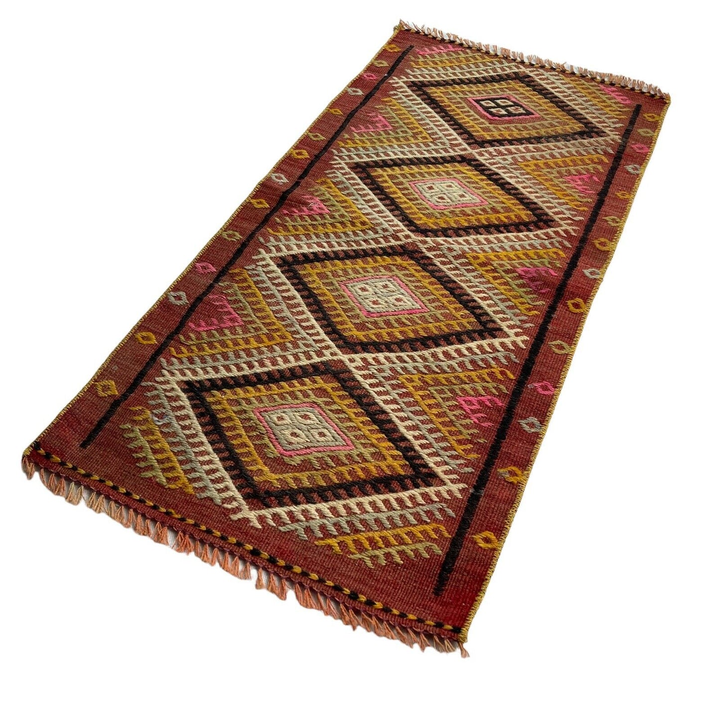 Traditionelle türkische Kelim Teppich, Vintage Turkish Kilim Rug 87 x 44 cm