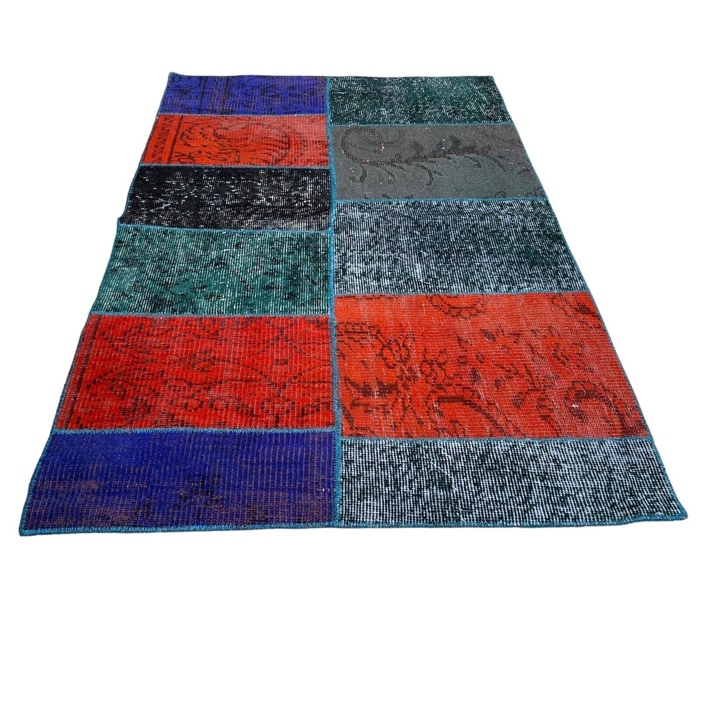 Unique Turkish Vintage Distressed  Patchwork Rug , 150 x 91 cm