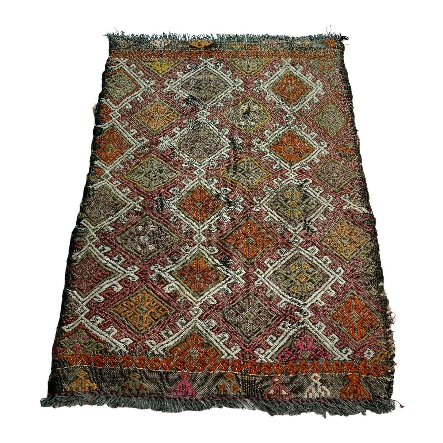 Traditionelle türkische Kelim Teppich, Vintage Turkish Kilim Rug 72 X 51 Cm