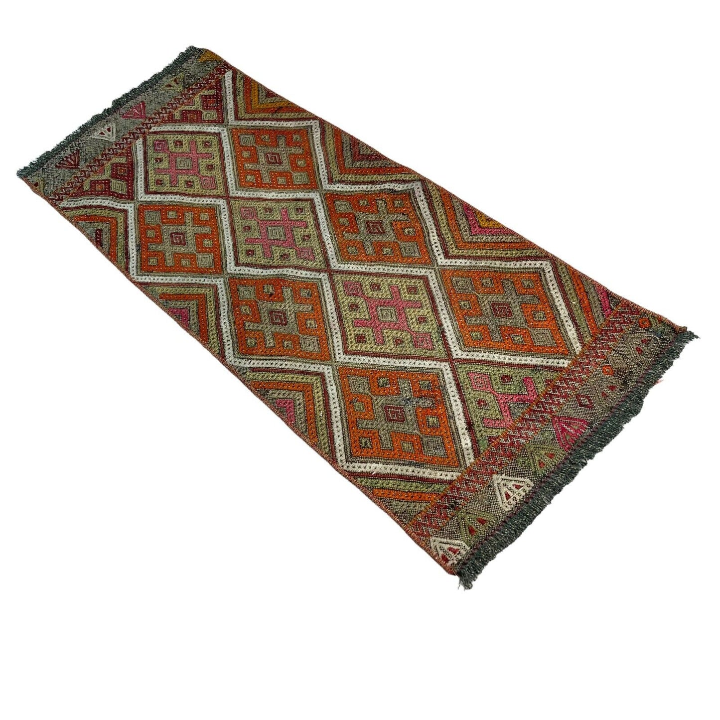 Traditionelle türkische Kelim Teppich, Vintage Turkish Kilim Rug 94x40 cm