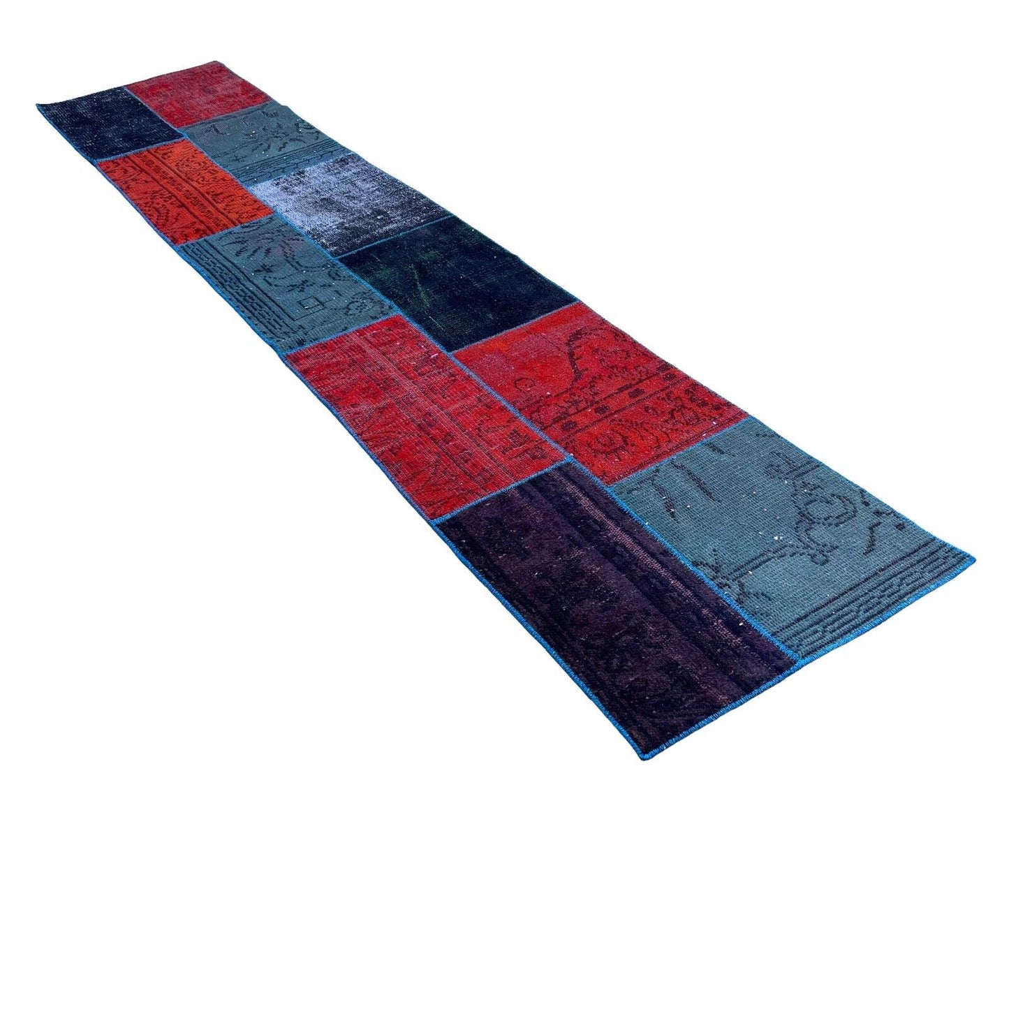 Unique Turkish Vintage Distressed  Patchwork Rug Runner , 300 x 61 cm