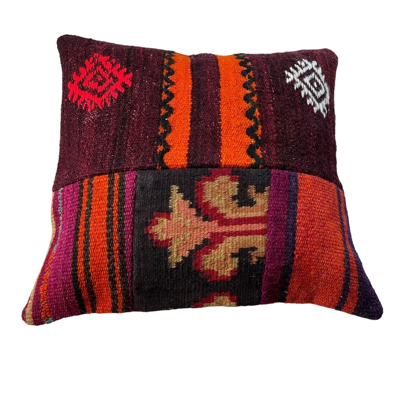 Einzigartige Kelim-Kissen,Turkish Kilim Pillow,16'×16'   Funda De Cojín Kilim