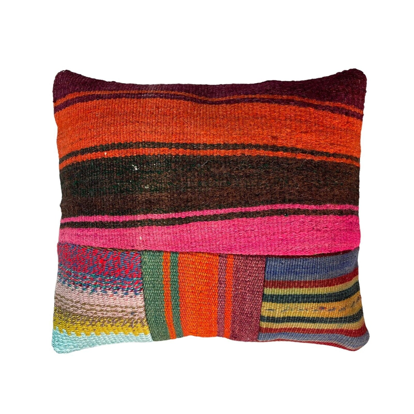 Einzigartige Kelim-Kissen,Turkish Kilim Pillow,16'×16'   Funda De Cojín Kilim