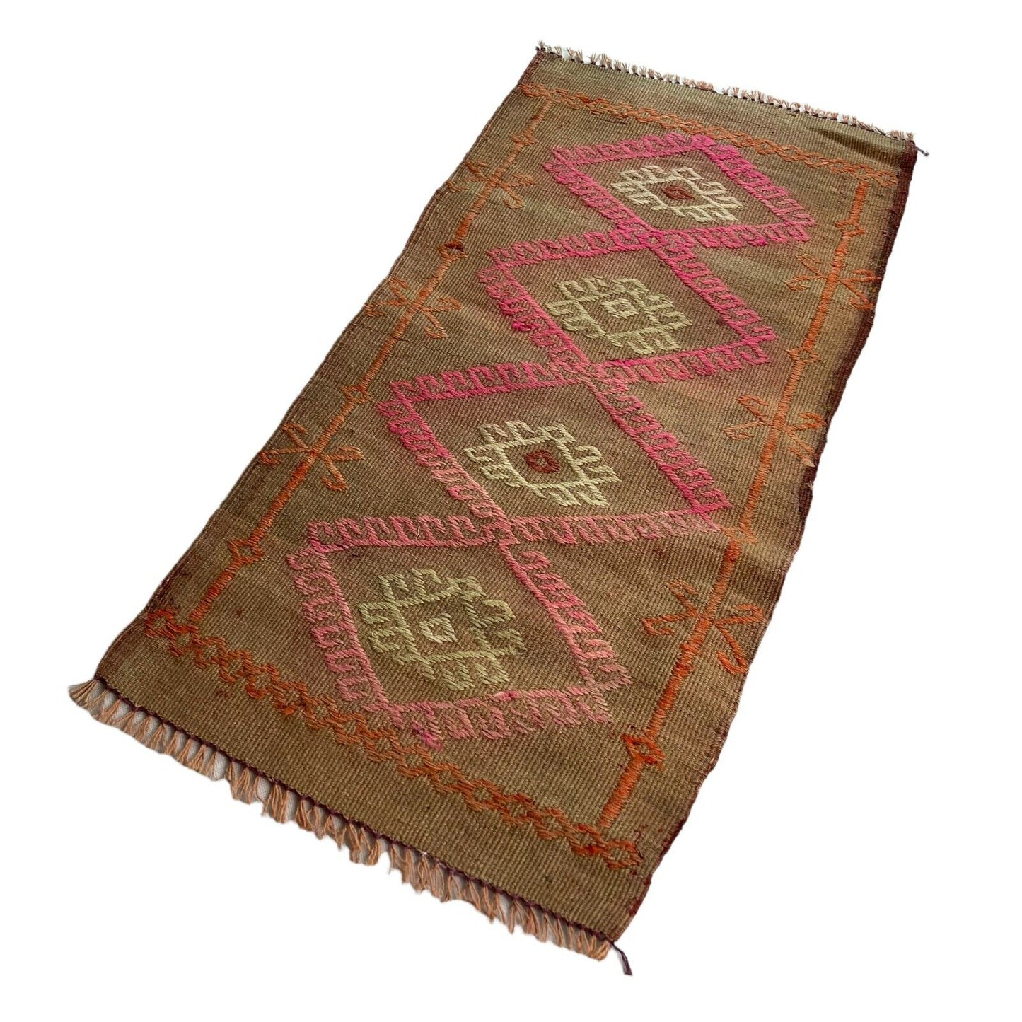 Traditionelle türkische Kelim Teppich, Vintage Turkish Kilim Rug 80 X 40 Cm