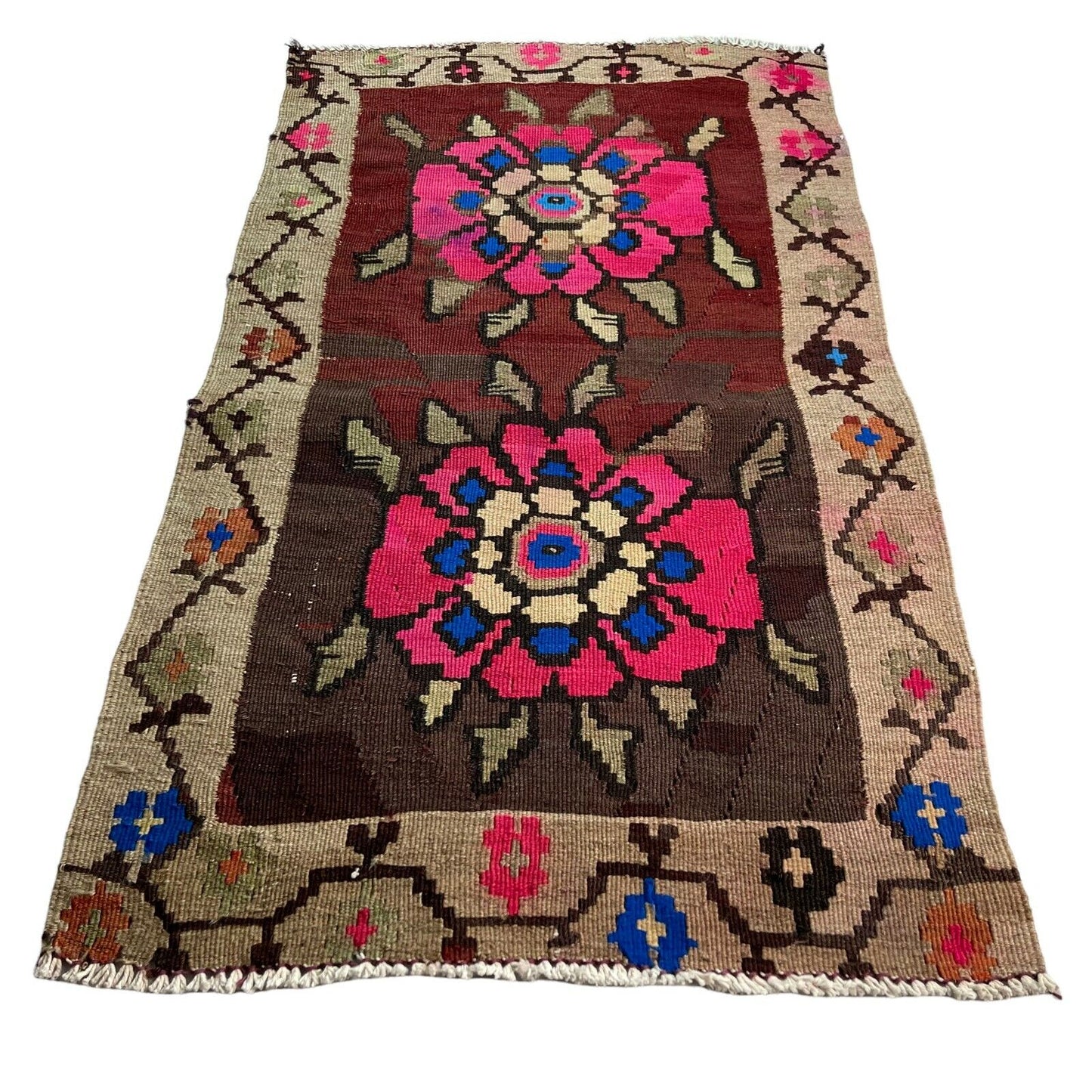 Traditionelle türkische Kelim Teppich, Vintage Turkish Kilim Rug 96X56 cm