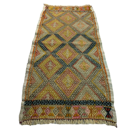 Traditionelle türkische Kelim Teppich, Vintage Turkish Kilim Rug  99 X 45 cm