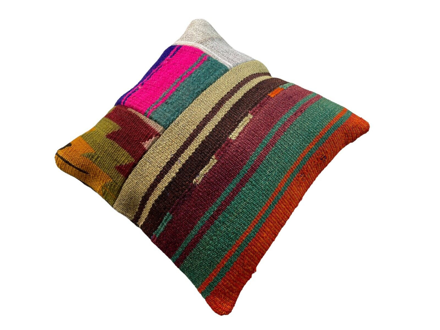 Einzigartige Kelim-Kissen,Turkish Kilim Pillow,16'×16'   Funda De Cojín Kilim