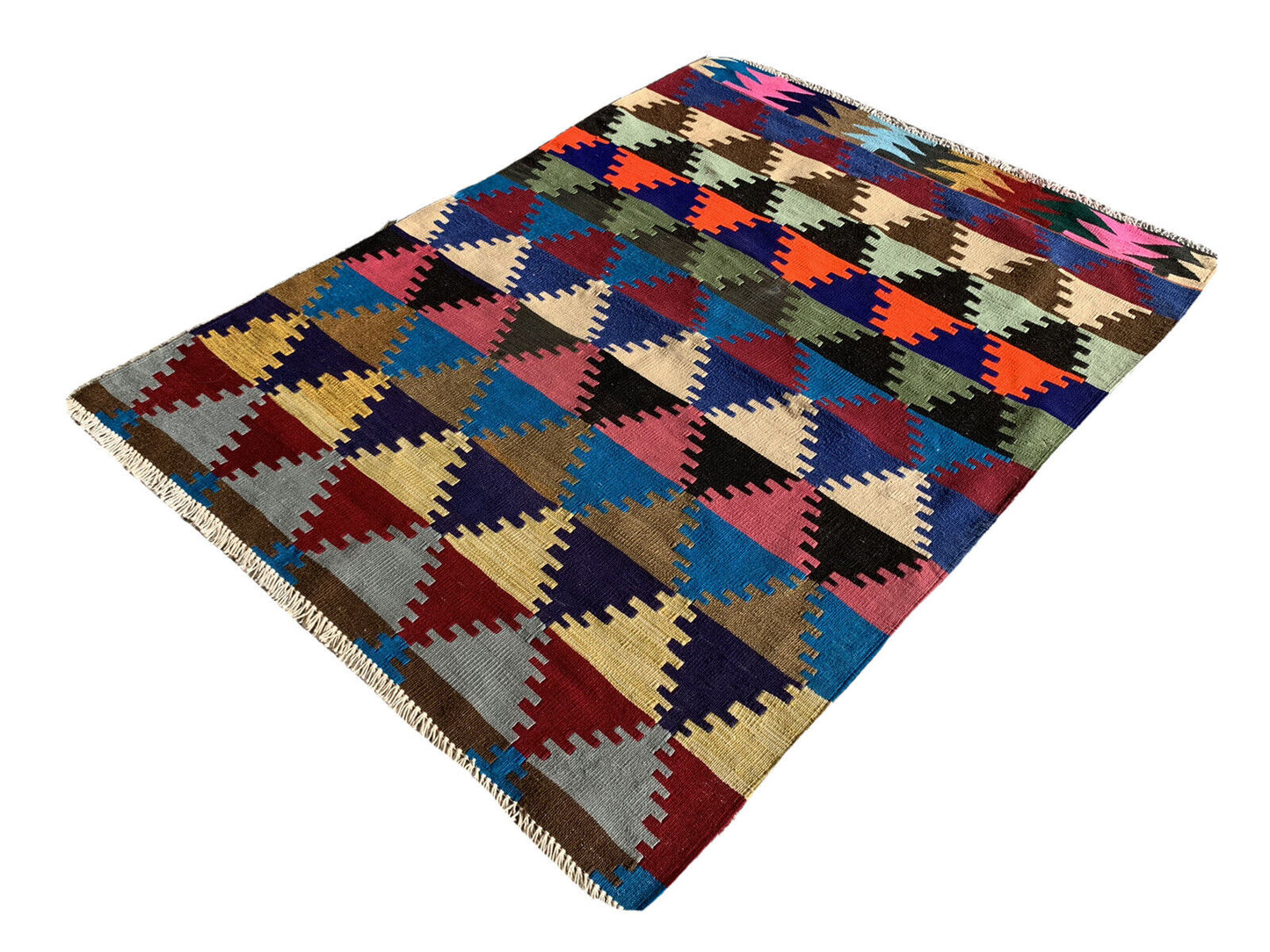 Traditional Turkish Kilim Rug, Vintage Wool Country Kilim 126X98 Cm