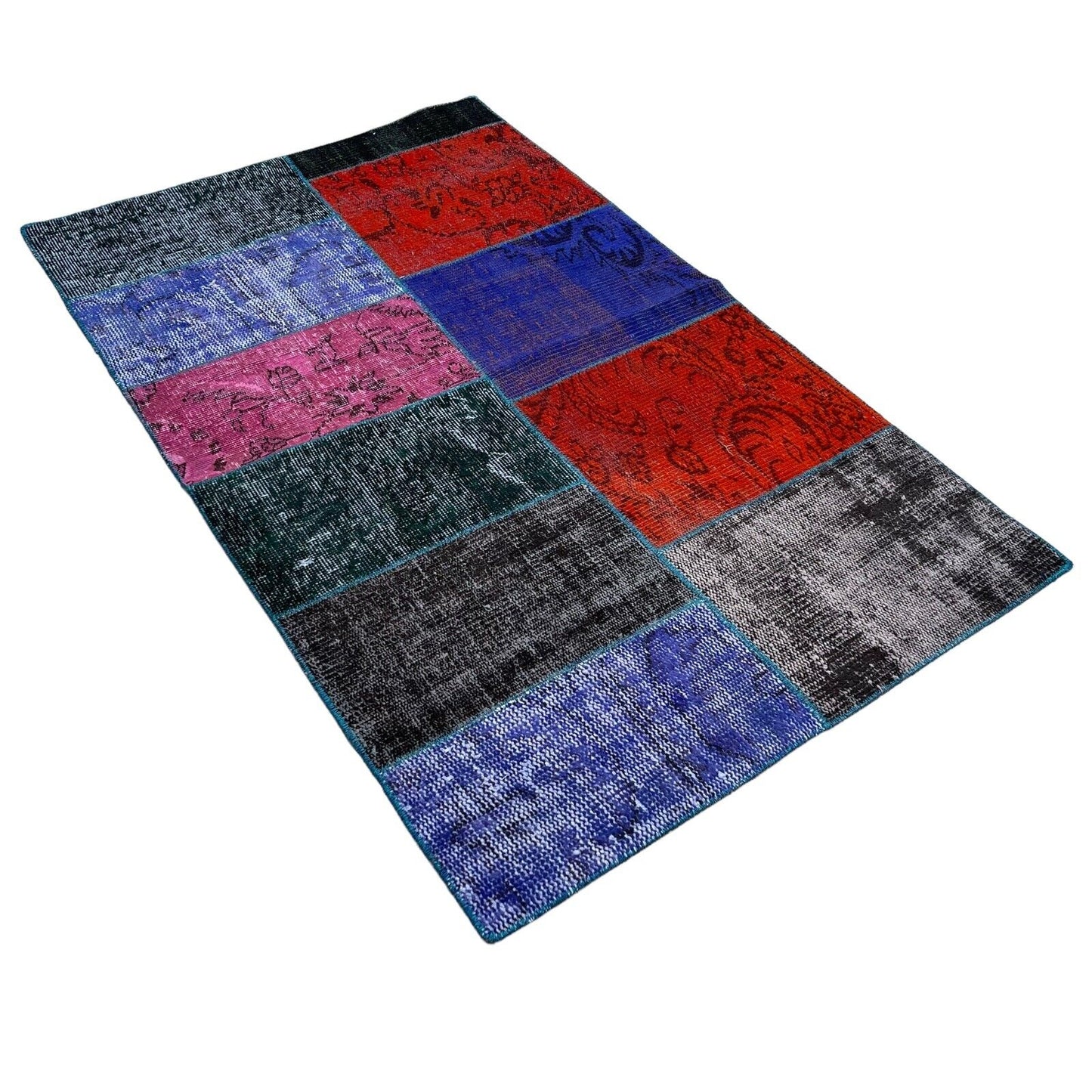 Unique Turkish Vintage Distressed  Patchwork Rug , 150 x 91 cm