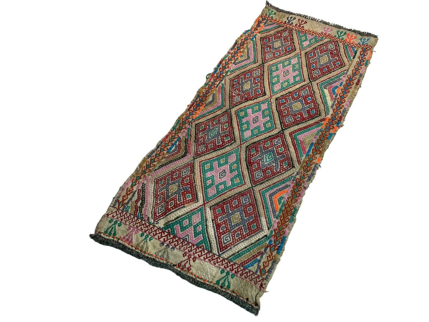 Traditionelle türkische Kelim Teppich, Vintage Turkish Kilim Rug 103X45cm