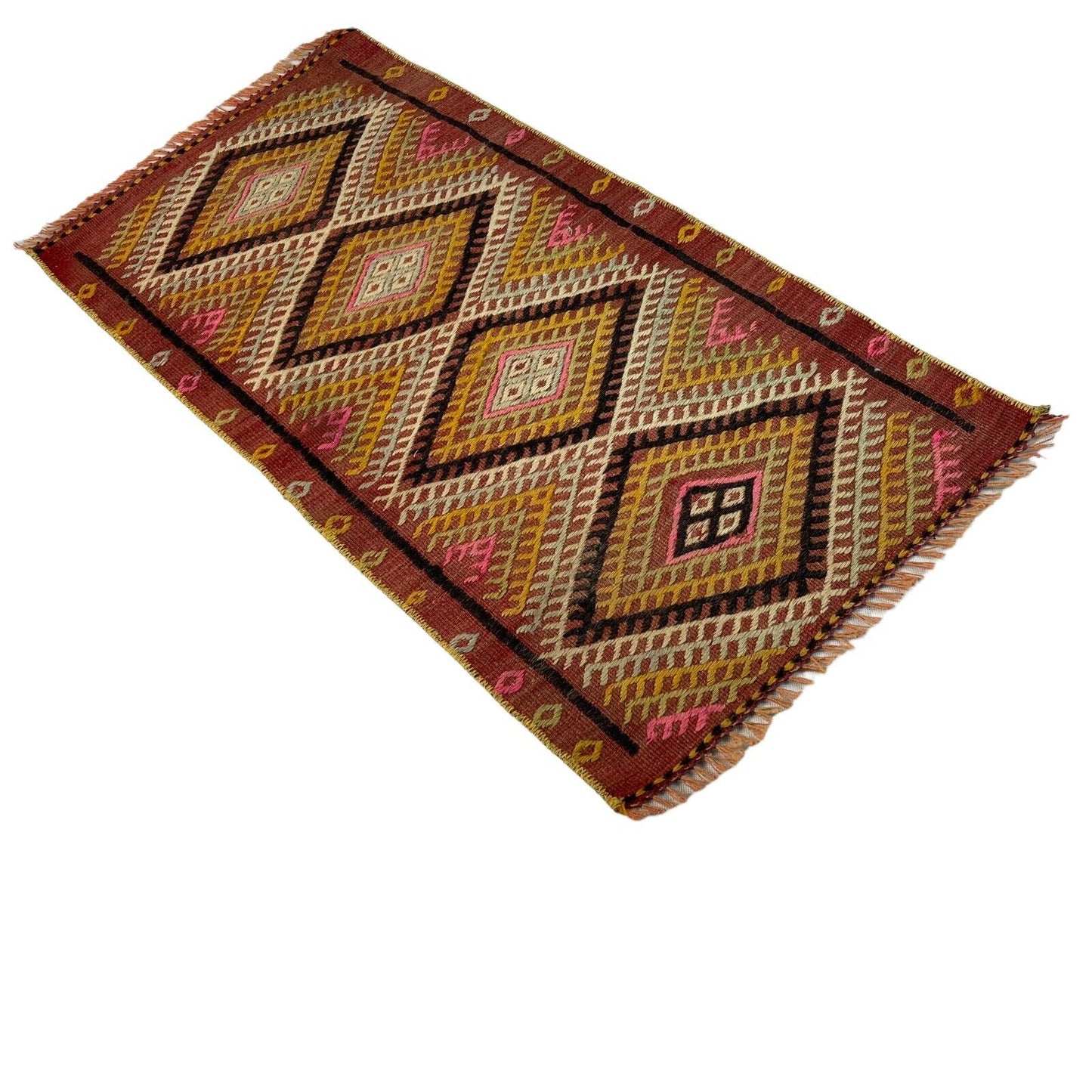 Traditionelle türkische Kelim Teppich, Vintage Turkish Kilim Rug 87 x 44 cm