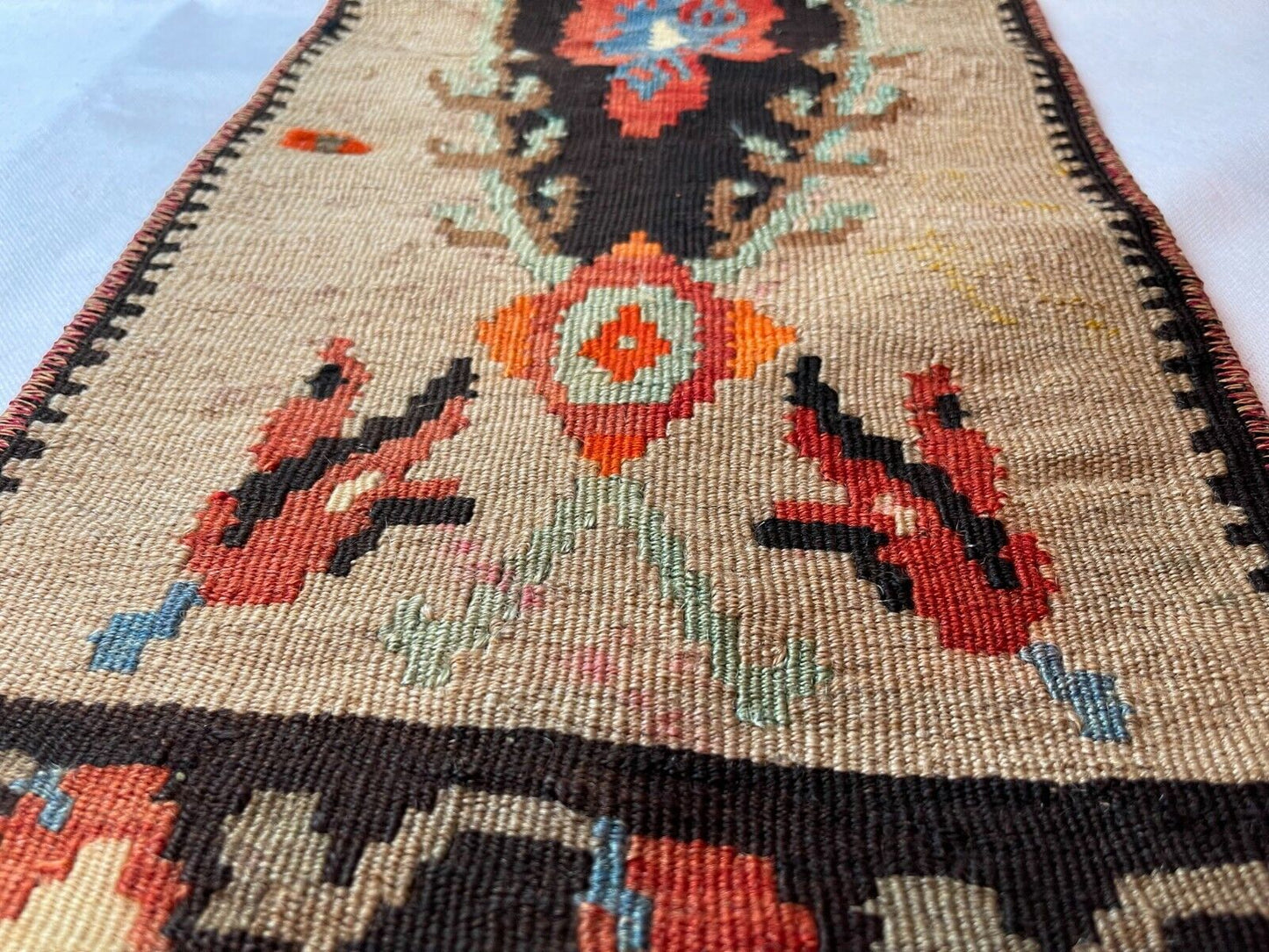 Traditionelle türkische Kelim Teppich, Vintage Turkish Kilim Rug 97X32 cm