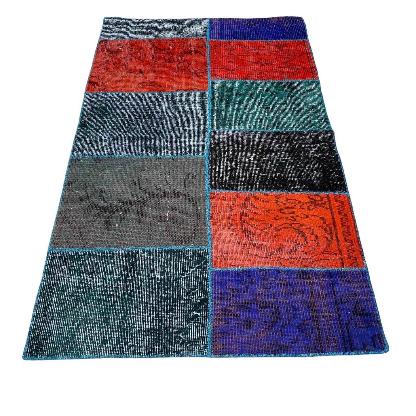 Unique Turkish Vintage Distressed  Patchwork Rug , 150 x 91 cm