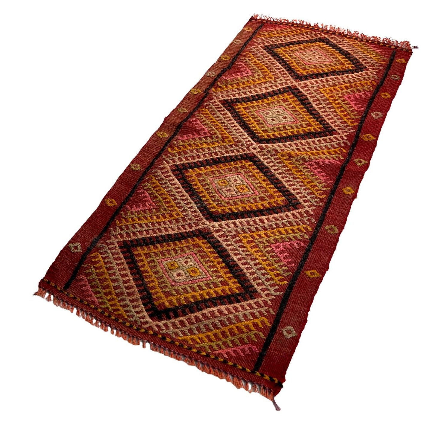 Traditionelle türkische Kelim Teppich, Vintage Turkish Kilim Rug 95 X 46 cm