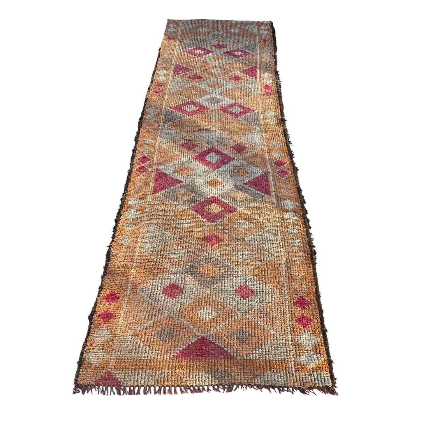 Traditional Vintage Kurdish Herki Rug Runner, 315x88 Cm