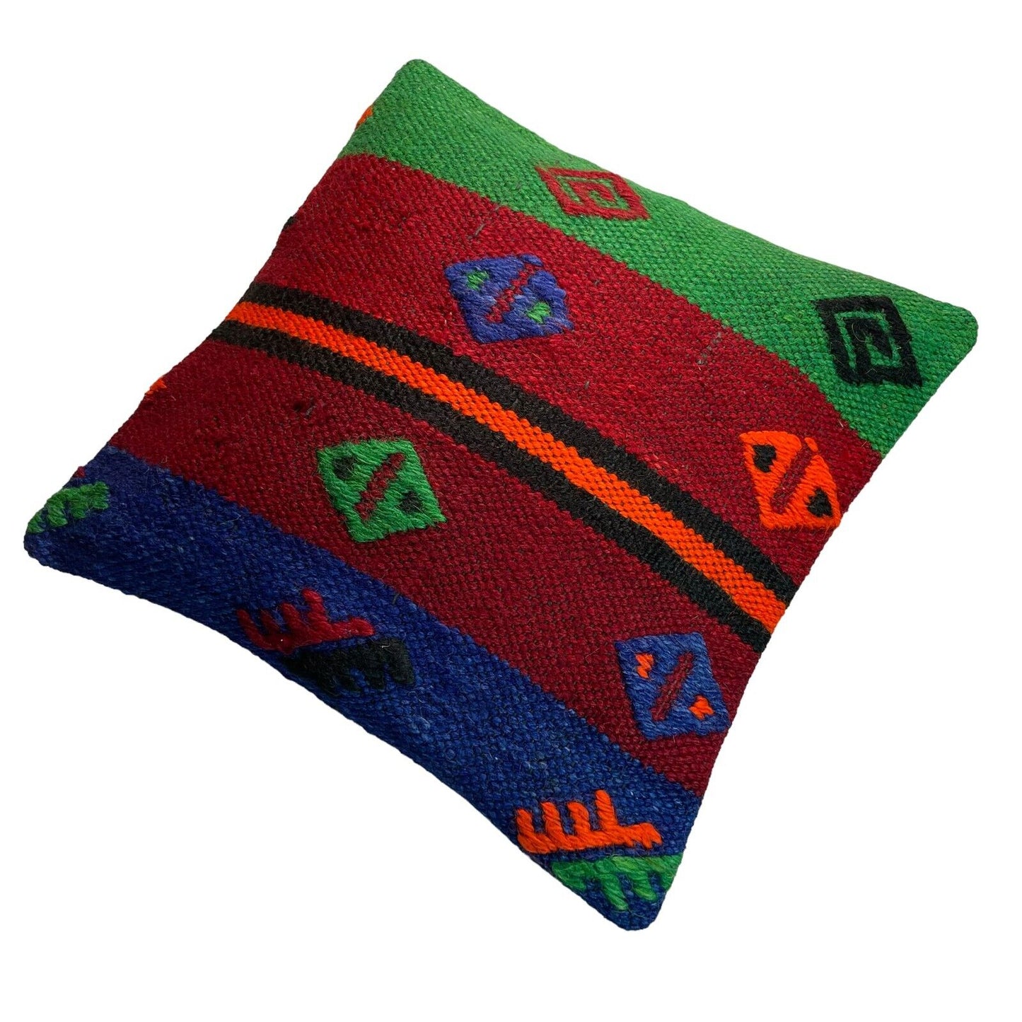 Einzigartige Kelim-Kissen,Turkish Kilim Pillow,16'×16'   Funda De Cojín Kilim