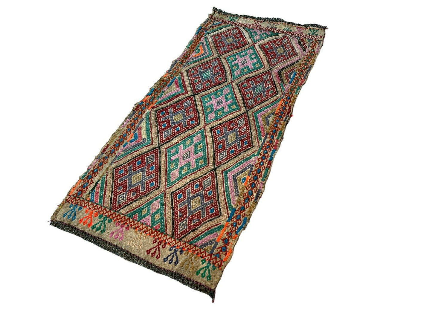 Traditionelle türkische Kelim Teppich, Vintage Turkish Kilim Rug 103X45cm