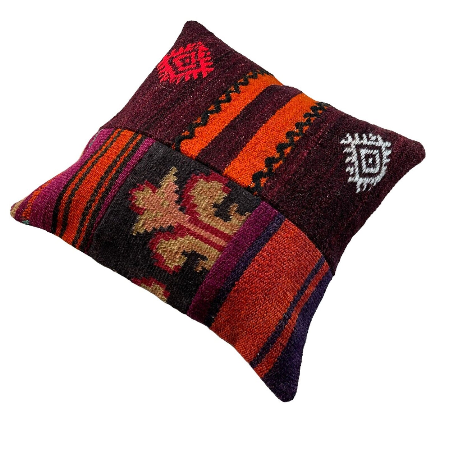 Einzigartige Kelim-Kissen,Turkish Kilim Pillow,16'×16'   Funda De Cojín Kilim