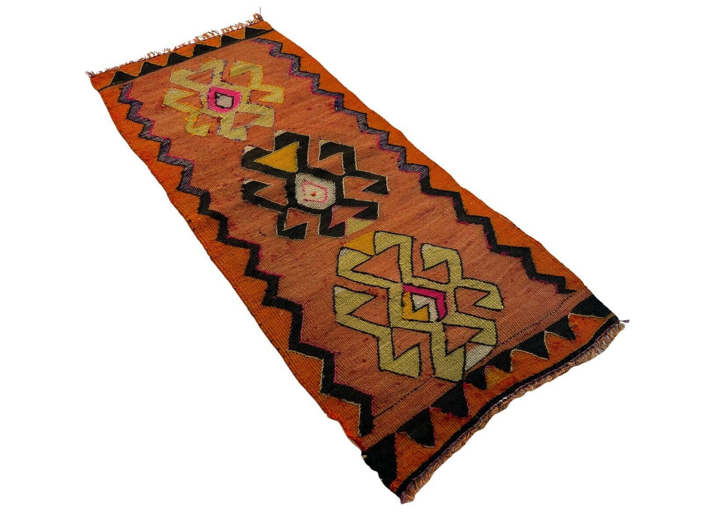 Traditionelle türkische Kelim Teppich, Vintage Turkish Kilim Rug 102 X 43 cm