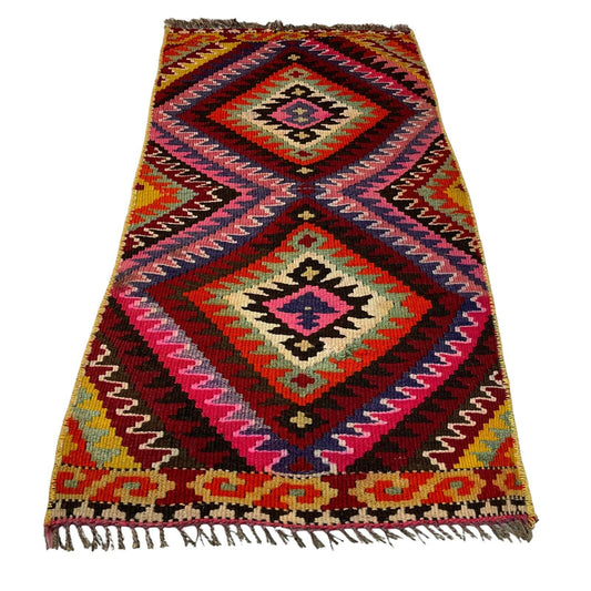 Traditionelle türkische Kelim Teppich, Vintage Turkish Kilim Rug 95X49 cm