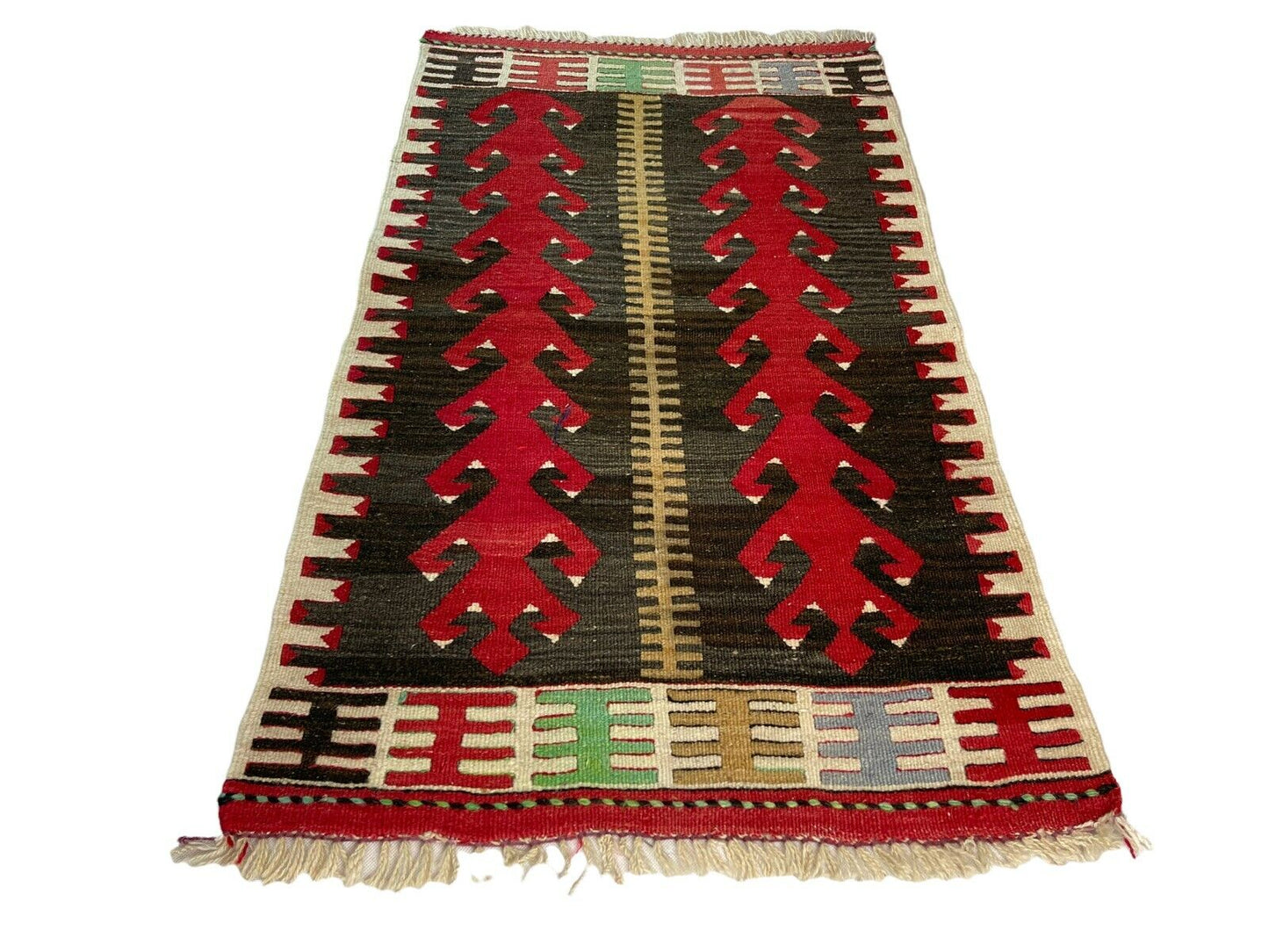 Traditionelle türkische Kelim Teppich, Vintage Turkish Kilim Rug 88 X 54 cm