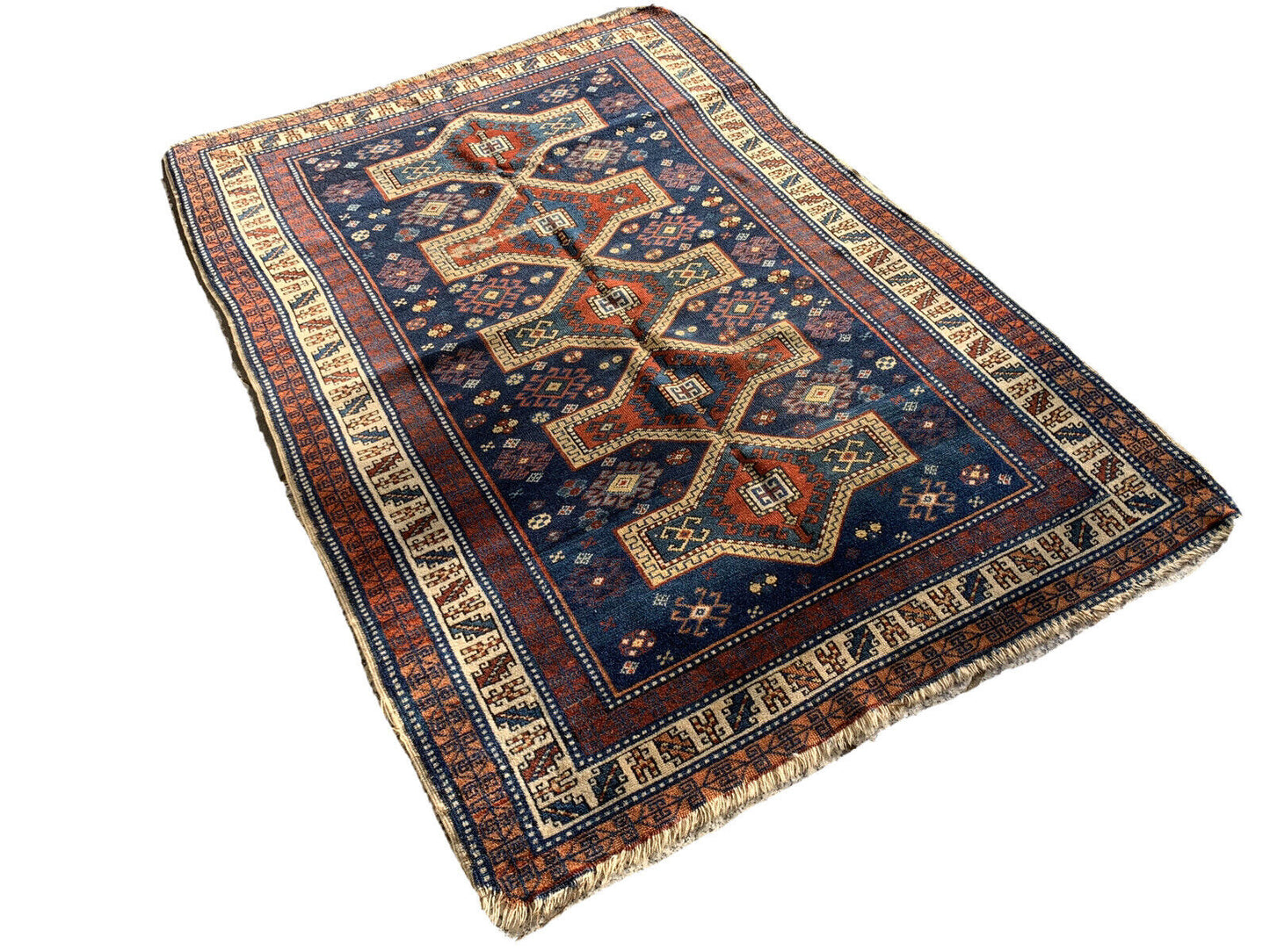 Antique Caucasian Rug,140x100 cm Kasak Antique Caucasian Rug , Caucasian Teppich