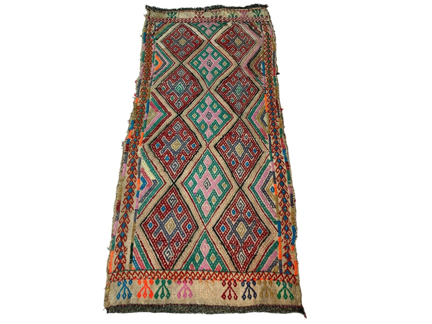 Traditionelle türkische Kelim Teppich, Vintage Turkish Kilim Rug 103X45cm