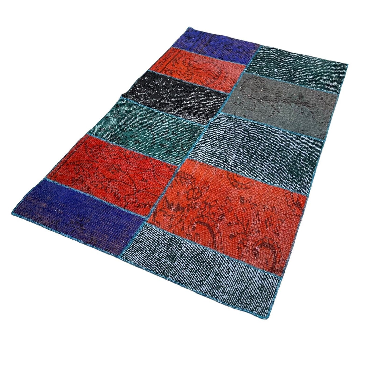 Unique Turkish Vintage Distressed  Patchwork Rug , 150 x 91 cm