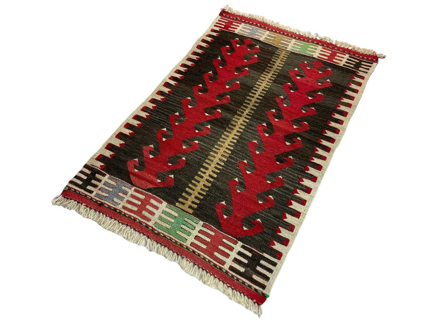 Traditionelle türkische Kelim Teppich, Vintage Turkish Kilim Rug 88 X 54 cm