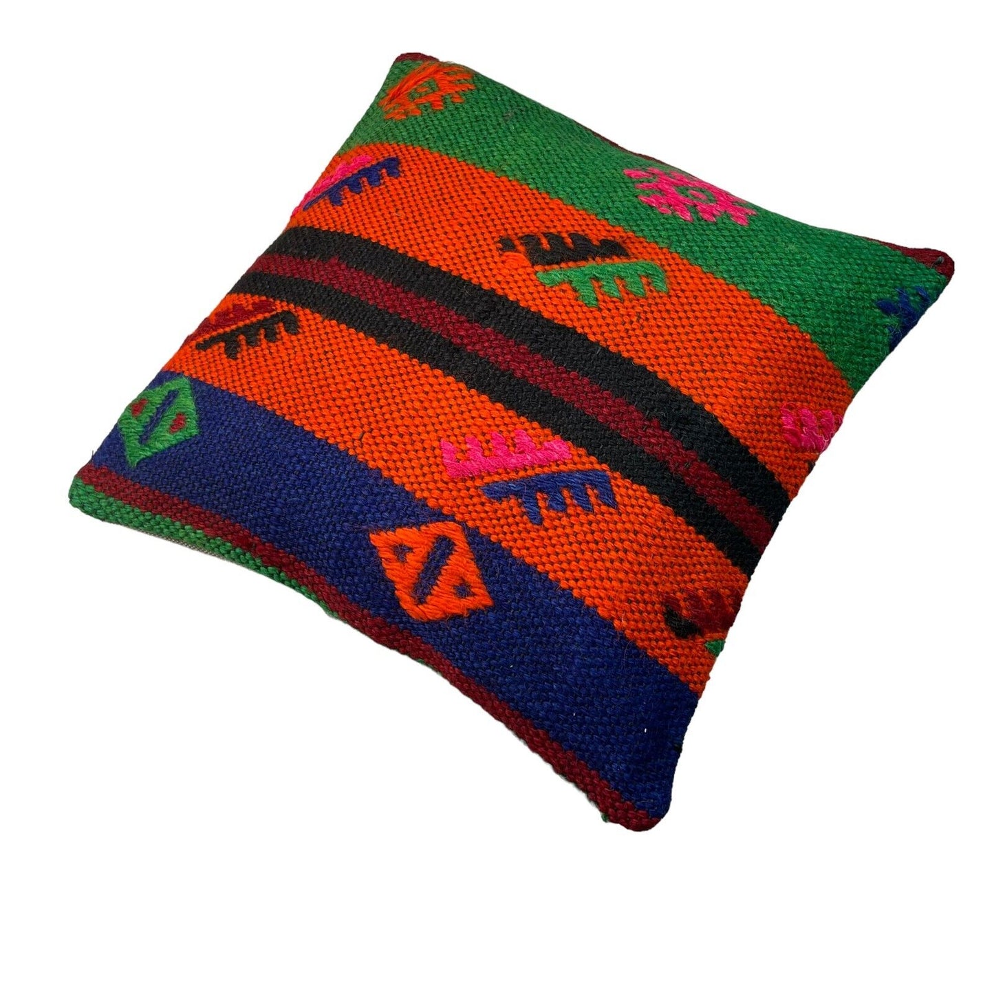 Einzigartige Kelim-Kissen,Turkish Kilim Pillow,16'×16'   Funda De Cojín Kilim