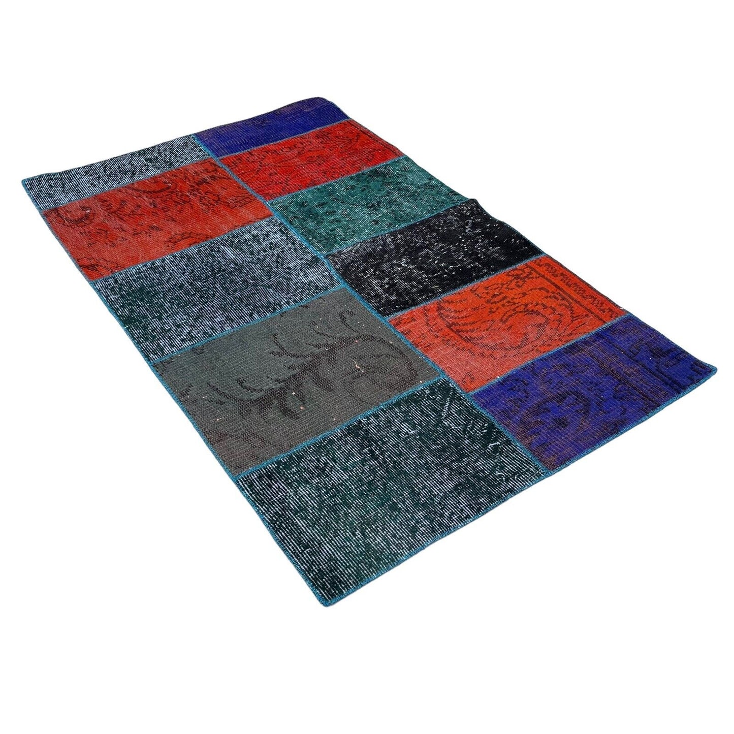 Unique Turkish Vintage Distressed  Patchwork Rug , 150 x 91 cm