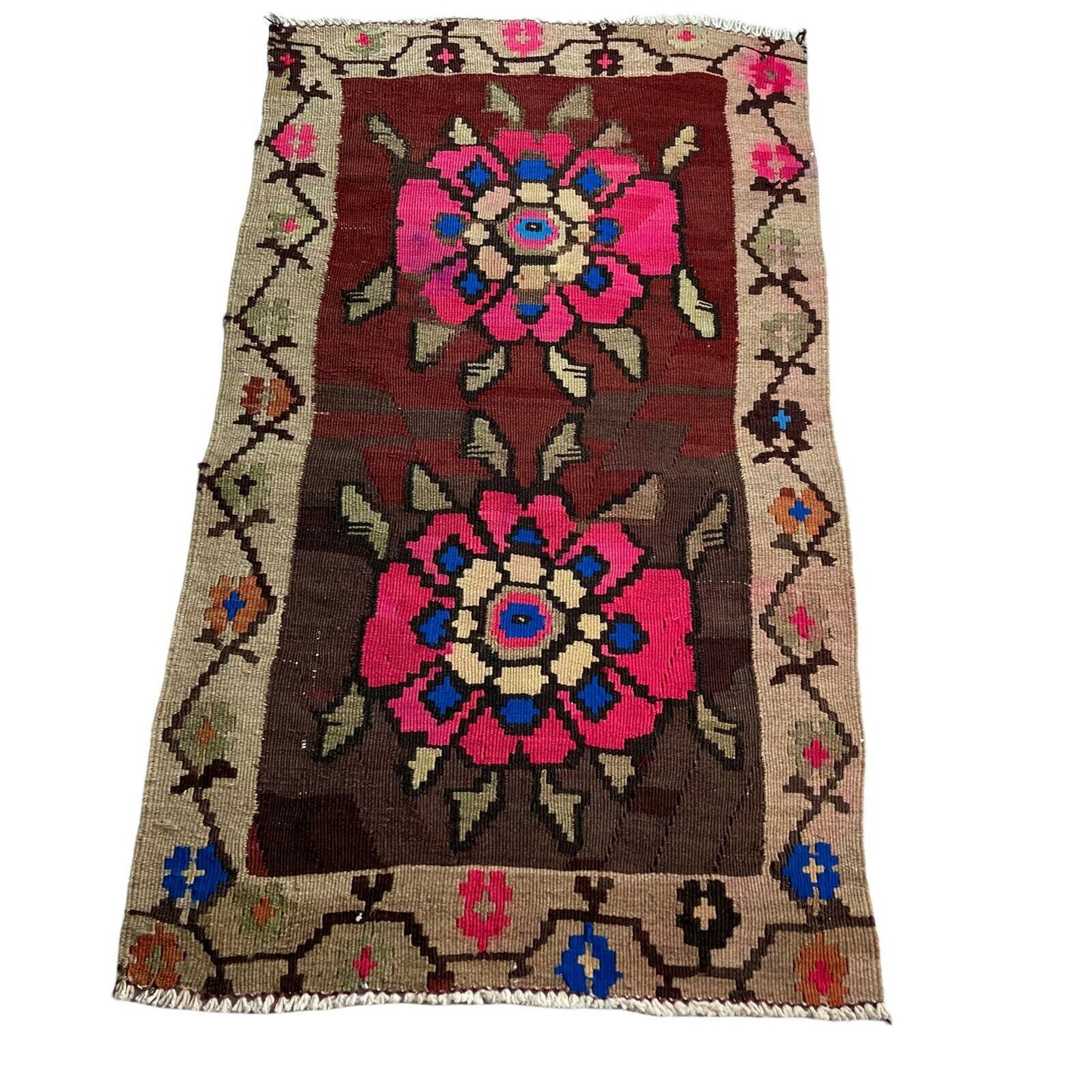 Traditionelle türkische Kelim Teppich, Vintage Turkish Kilim Rug 96X56 cm