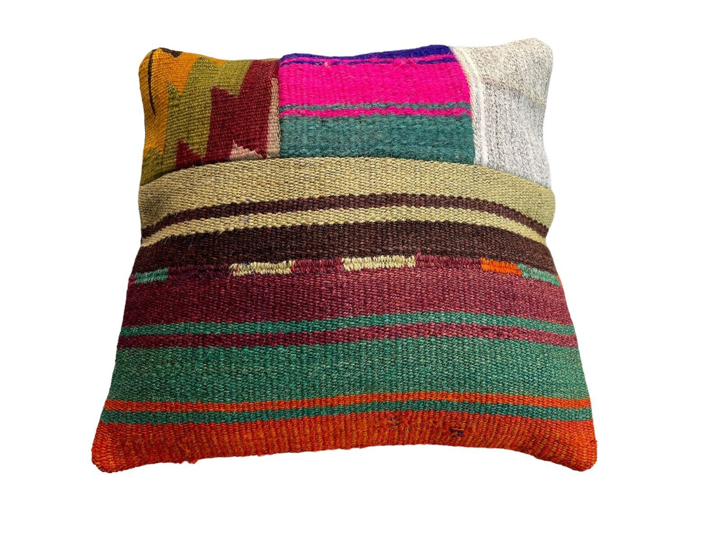 Einzigartige Kelim-Kissen,Turkish Kilim Pillow,16'×16'   Funda De Cojín Kilim