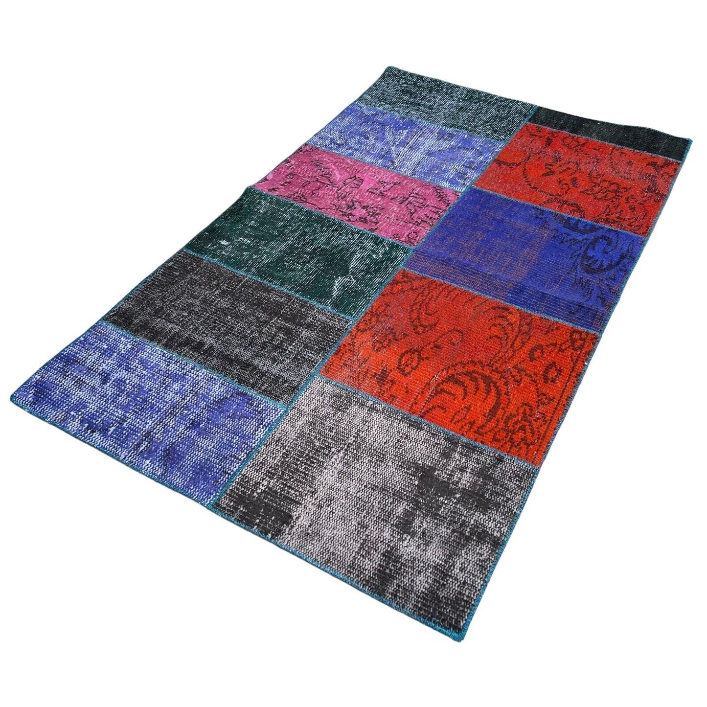 Unique Turkish Vintage Distressed  Patchwork Rug , 150 x 91 cm