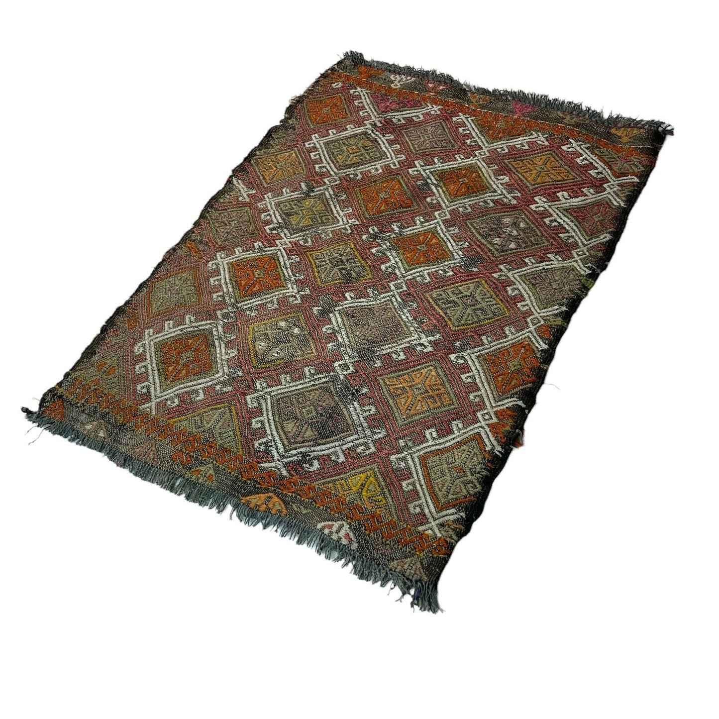 Traditionelle türkische Kelim Teppich, Vintage Turkish Kilim Rug 72 X 51 Cm