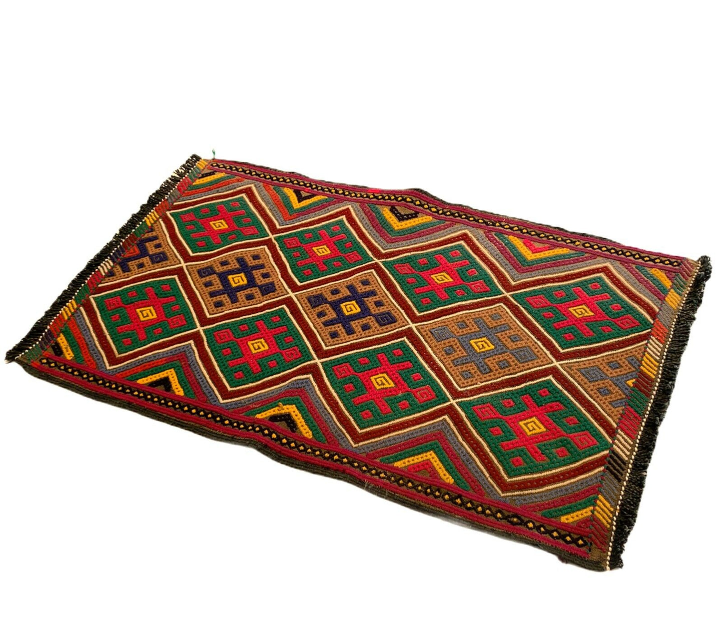 Traditional Turkish Kilim Carpet, Vintage Wool Country Kilim 85X55 Cm