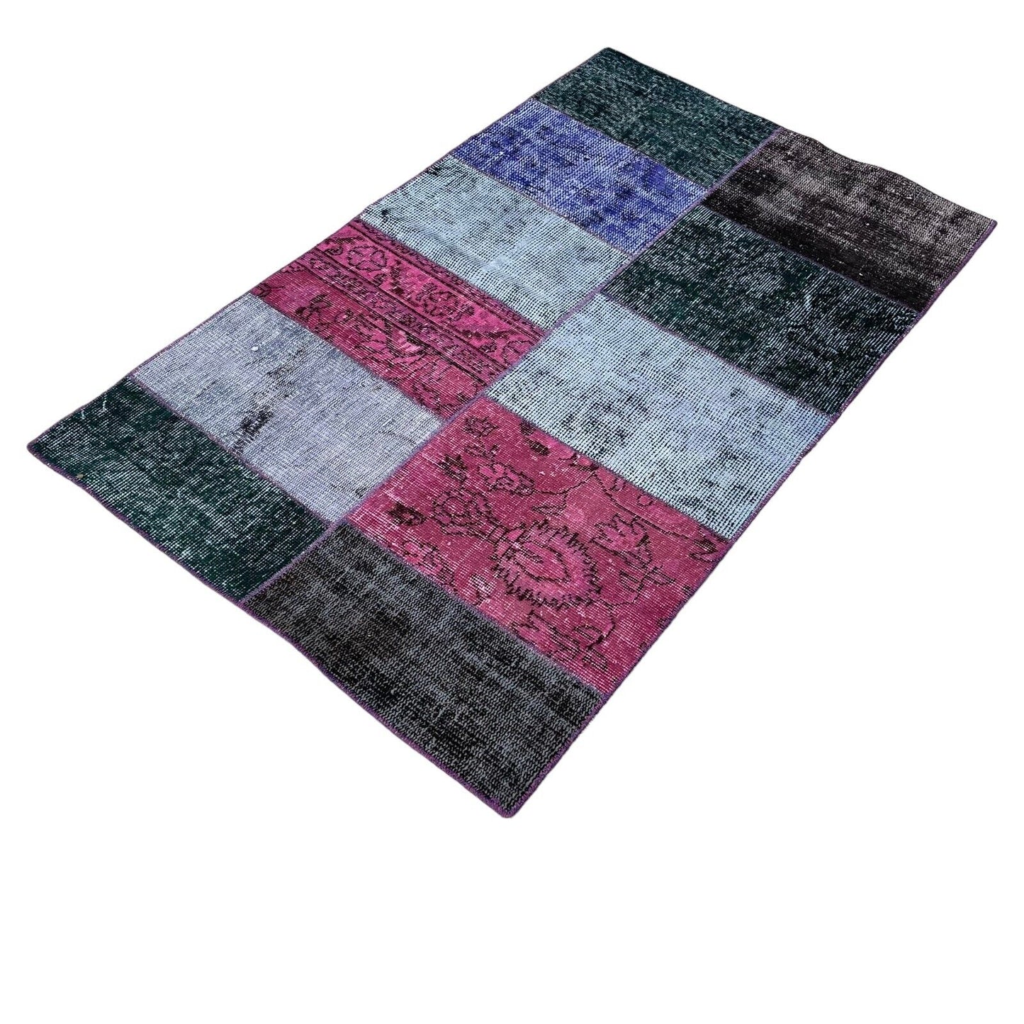 Unique Turkish Vintage Distressed  Patchwork Rug , 150 x 91 cm