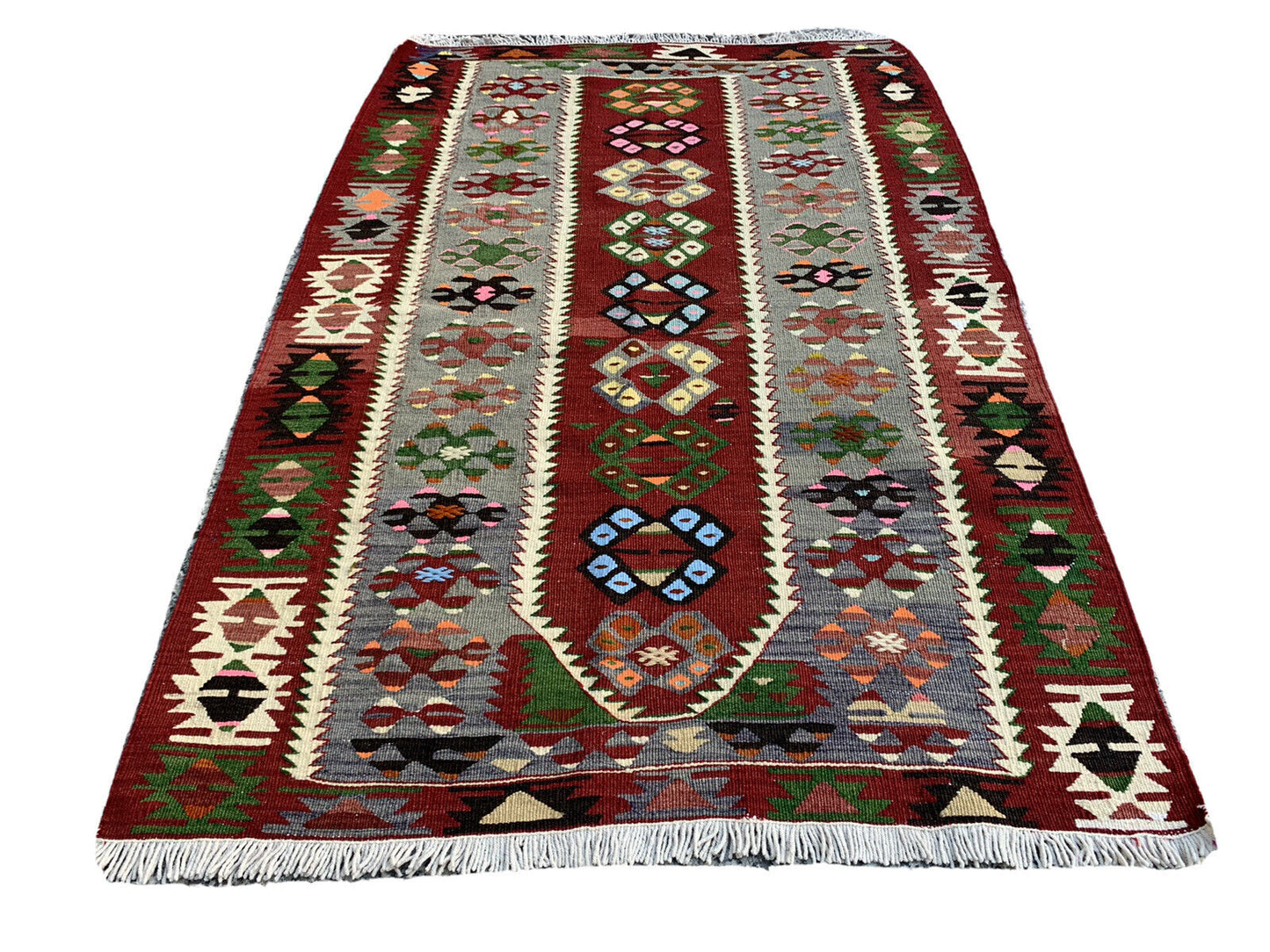 Traditionelle türkische Eshme Kelim Teppich, Vintage Wolle Land Kelim 167x108 cm