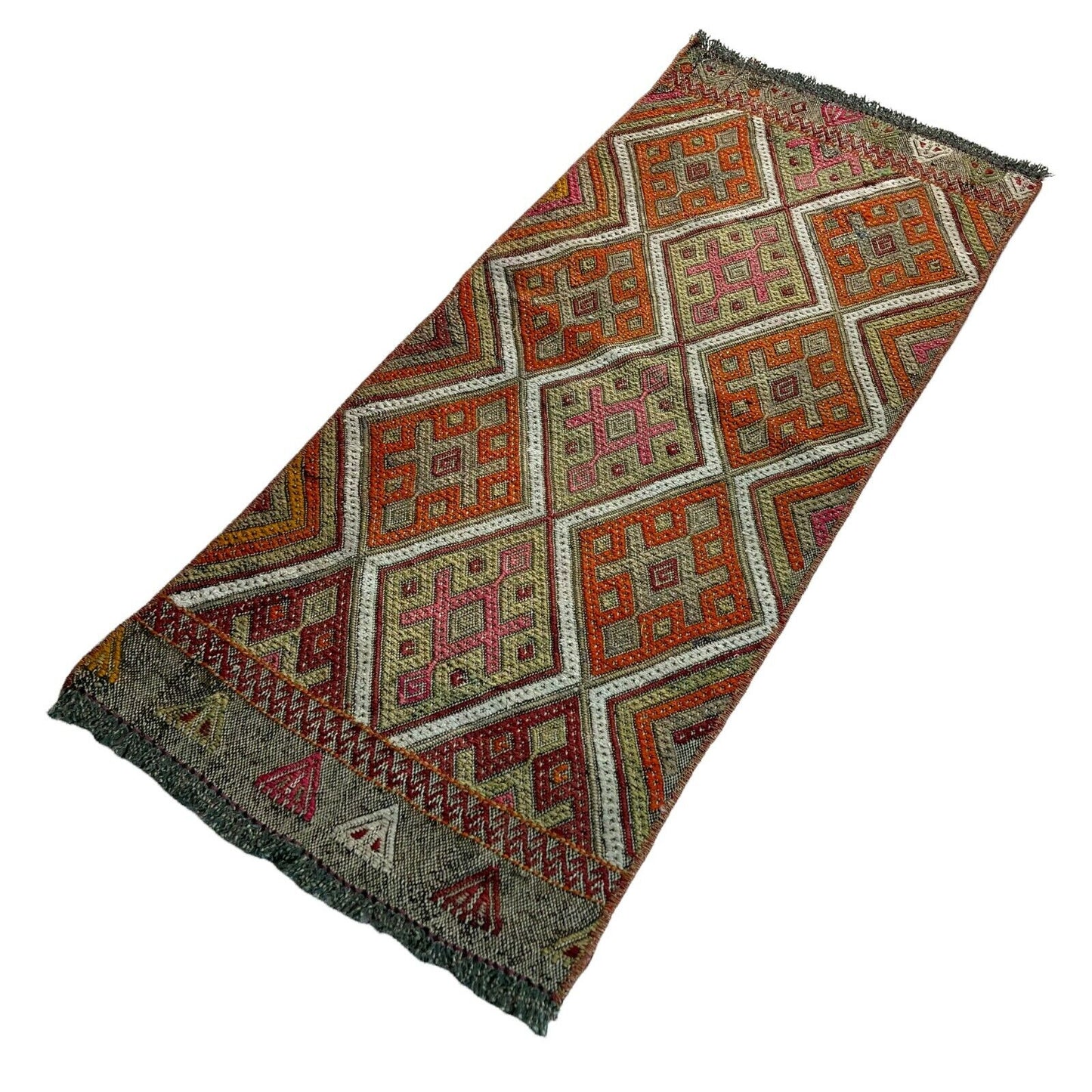 Traditionelle türkische Kelim Teppich, Vintage Turkish Kilim Rug 94x40 cm