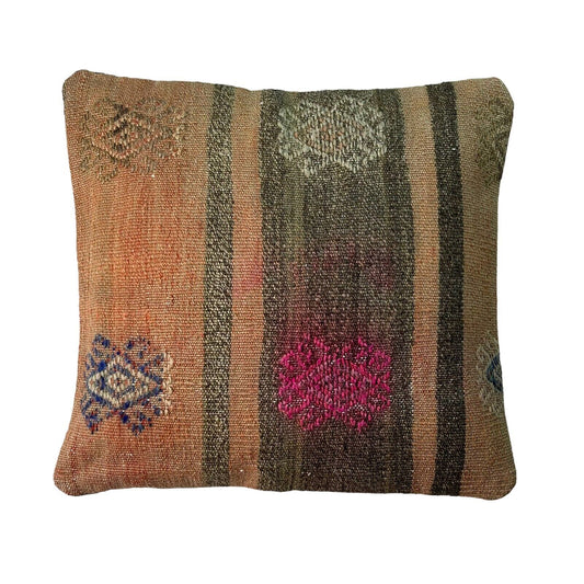 Einzigartige Kelim-Kissen,Turkish Kilim Pillow,16'×16'   Funda De Cojín Kilim