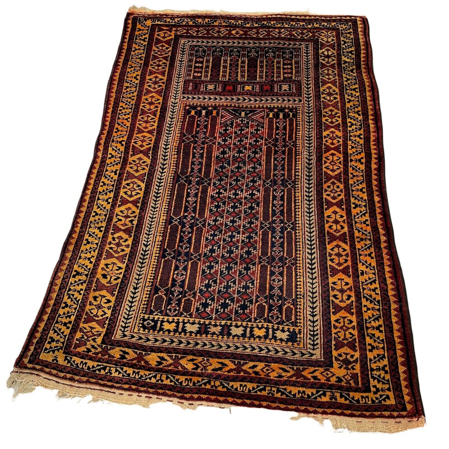 Vintage Afghan Belouch Teppich, Vintage Wolle Landhaus Teppich 140 X 86 Cm