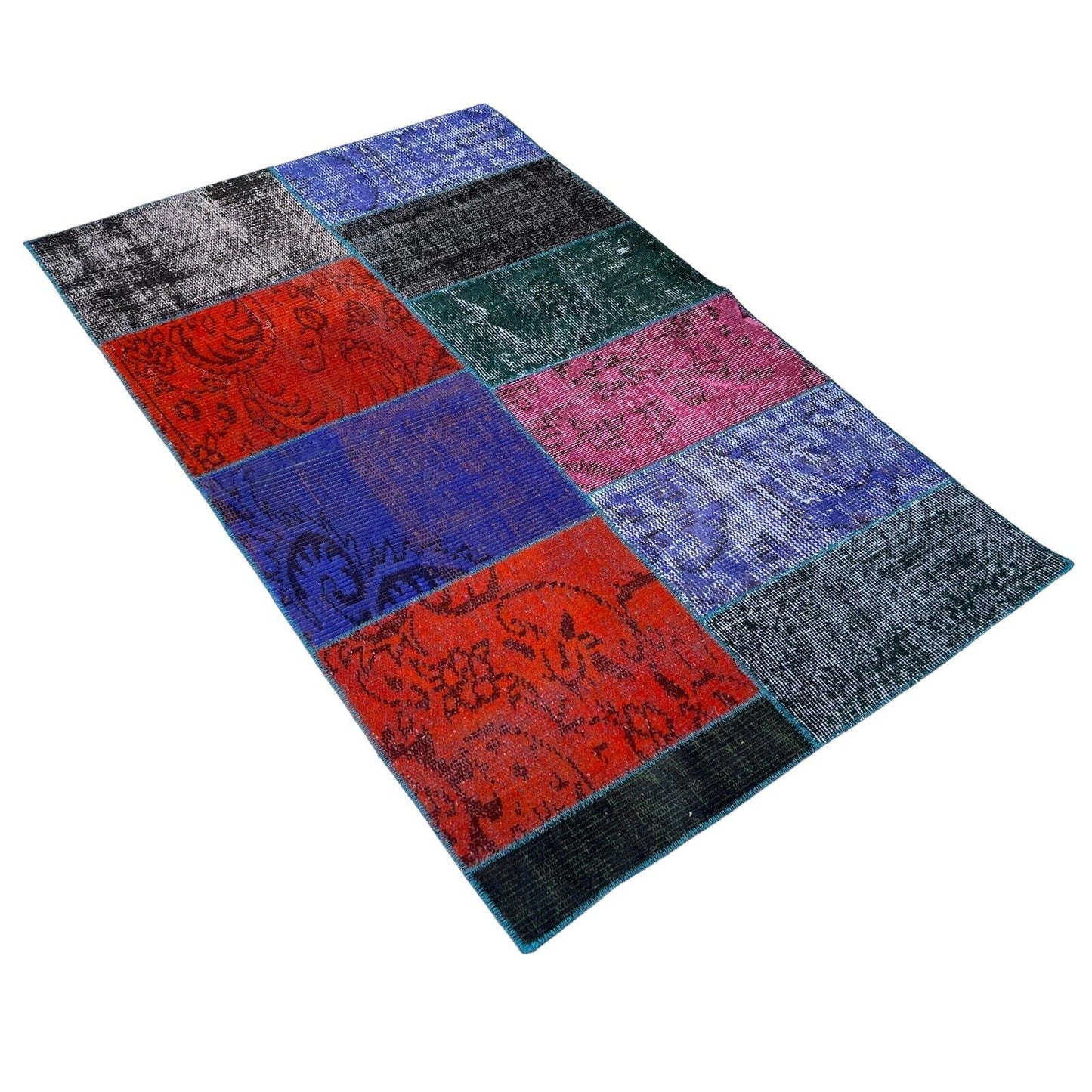 Unique Turkish Vintage Distressed  Patchwork Rug , 150 x 91 cm