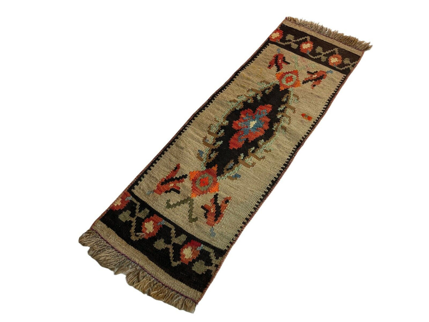 Traditionelle türkische Kelim Teppich, Vintage Turkish Kilim Rug 97X32 cm