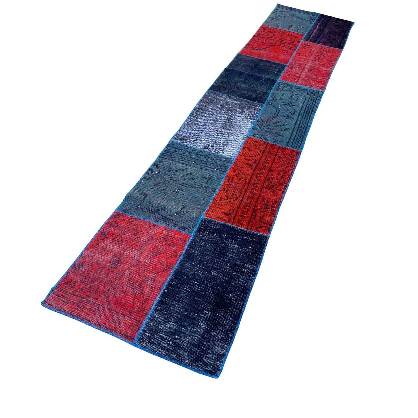 Unique Turkish Vintage Distressed  Patchwork Rug Runner , 300 x 61 cm