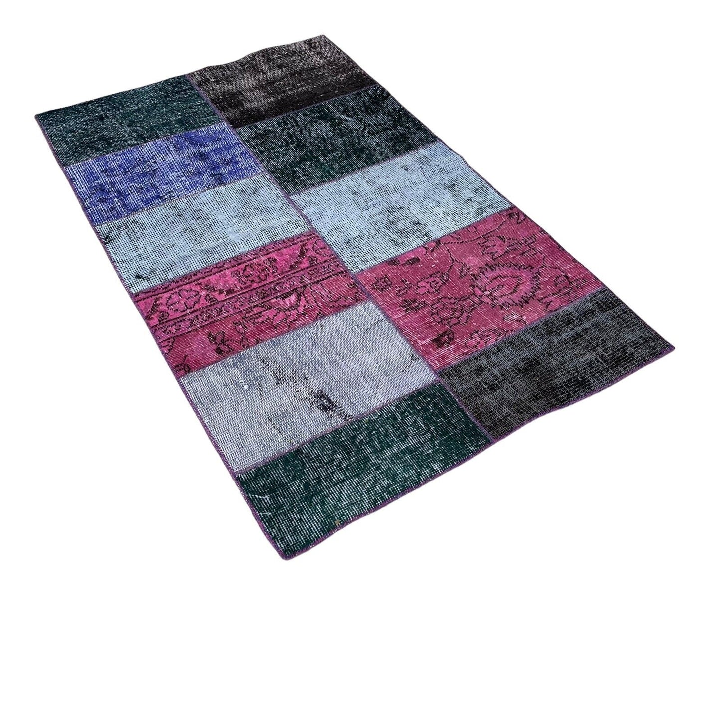 Unique Turkish Vintage Distressed  Patchwork Rug , 150 x 91 cm