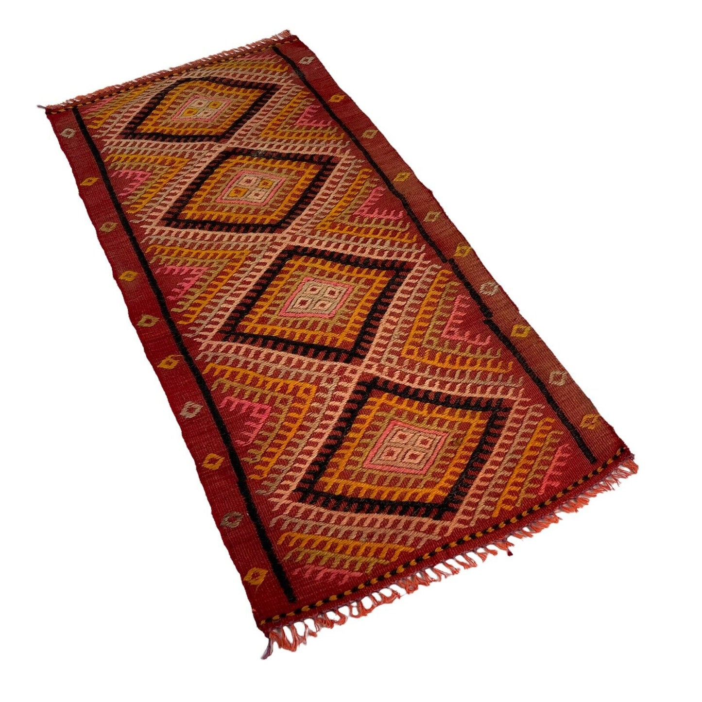 Traditionelle türkische Kelim Teppich, Vintage Turkish Kilim Rug 95 X 46 cm