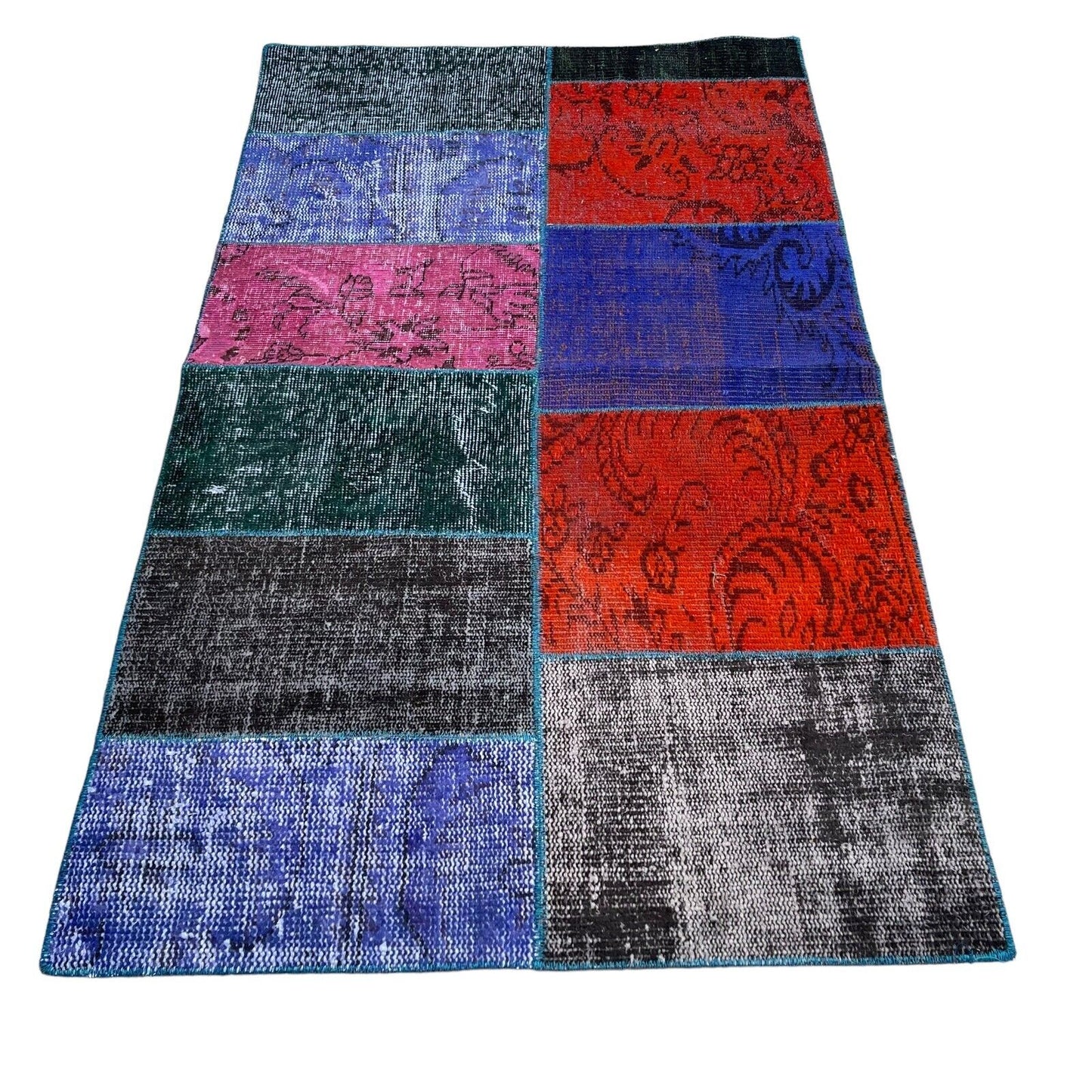 Unique Turkish Vintage Distressed  Patchwork Rug , 150 x 91 cm